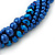 Cobalt Blue, Metallic Blue Glass Pearl Bead Multi Strand Neckace, Bracelet & Drop Earrings Set In Silver Tone - 34cm Length/ 4cm Extender - view 4