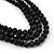 Jet Black Multistrand Faceted Glass Crystal Necklace & Drop Earrings Set In Silver Plating - 44cm Length/ 6cm Extender - view 4