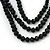 Jet Black Multistrand Faceted Glass Crystal Necklace & Drop Earrings Set In Silver Plating - 44cm Length/ 6cm Extender - view 9