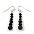 Jet Black Multistrand Faceted Glass Crystal Necklace & Drop Earrings Set In Silver Plating - 44cm Length/ 6cm Extender - view 6