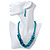 Teal Faux Pearl/ Glass Crystal Cluster Necklace & Drop Earrings Set In Silver Plating - 38cm Length/ 6cm Extender - view 4