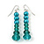 Teal Faux Pearl/ Glass Crystal Cluster Necklace & Drop Earrings Set In Silver Plating - 38cm Length/ 6cm Extender - view 6