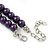 Deep Purple Faux Pearl/ Glass Crystal Cluster Necklace & Drop Earrings Set In Silver Plating - 38cm Length/ 6cm Extender - view 6