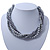 Grey, Metallic Grey Simulated Glass Pearl Bead Multi Strand Neckace, Bracelet & Drop Earrings Set In Silver Tone - 34cm Length/ 4cm Extender - view 3