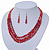 Brick Red Multistrand Faceted Glass Crystal Necklace & Drop Earrings Set In Silver Plating - 44cm Length/ 6cm Extender - view 7