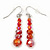 Brick Red Multistrand Faceted Glass Crystal Necklace & Drop Earrings Set In Silver Plating - 44cm Length/ 6cm Extender - view 5
