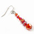Brick Red Multistrand Faceted Glass Crystal Necklace & Drop Earrings Set In Silver Plating - 44cm Length/ 6cm Extender - view 10