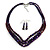 Chameleon Purple Multistrand Faceted Glass Crystal Necklace & Drop Earrings Set In Silver Plating - 44cm Length/ 6cm Extender