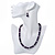 Deep Purple Glass Bead Necklace, Flex Bracelet & Drop Earrings Set With Diamante Rings - 38cm Length/ 6cm Extension - view 4