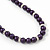 Deep Purple Glass Bead Necklace, Flex Bracelet & Drop Earrings Set With Diamante Rings - 38cm Length/ 6cm Extension - view 5