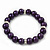 Deep Purple Glass Bead Necklace, Flex Bracelet & Drop Earrings Set With Diamante Rings - 38cm Length/ 6cm Extension - view 7
