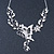 Clear Austrian Crystal 'Butterfly' Necklace & Drop Earring Set In Rhodium Plating - 40cm Length/ 6cm Extension - view 6