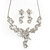 Clear Austrian Crystal 'Butterfly' Necklace & Drop Earring Set In Rhodium Plating - 40cm Length/ 6cm Extension - view 16