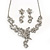Clear Austrian Crystal 'Butterfly' Necklace & Drop Earring Set In Rhodium Plating - 40cm Length/ 6cm Extension - view 3