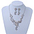 Clear Austrian Crystal 'Butterfly' Necklace & Drop Earring Set In Rhodium Plating - 40cm Length/ 6cm Extension - view 14