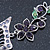 Purple/ Green Austrian Crystal 'Butterfly' Necklace & Drop Earring Set In Rhodium Plating - 40cm Length/ 6cm Extension - view 10