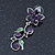 Purple/ Green Austrian Crystal 'Butterfly' Necklace & Drop Earring Set In Rhodium Plating - 40cm Length/ 6cm Extension - view 13