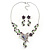 Purple/ Green Austrian Crystal 'Butterfly' Necklace & Drop Earring Set In Rhodium Plating - 40cm Length/ 6cm Extension - view 5