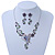 Purple/ Green Austrian Crystal 'Butterfly' Necklace & Drop Earring Set In Rhodium Plating - 40cm Length/ 6cm Extension - view 6