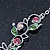 Pink/ Green Austrian Crystal 'Butterfly' Necklace & Drop Earring Set In Rhodium Plating - 40cm Length/ 6cm Extension - view 12