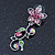 Pink/ Green Austrian Crystal 'Butterfly' Necklace & Drop Earring Set In Rhodium Plating - 40cm Length/ 6cm Extension - view 13