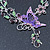 Purple/ Lilac/ Green Austrian Crystal 'Butterfly' Necklace & Drop Earring Set In Rhodium Plating - 40cm Length/ 6cm Extension - view 8