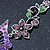 Purple/ Lilac/ Green Austrian Crystal 'Butterfly' Necklace & Drop Earring Set In Rhodium Plating - 40cm Length/ 6cm Extension - view 12