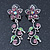 Purple/ Lilac/ Green Austrian Crystal 'Butterfly' Necklace & Drop Earring Set In Rhodium Plating - 40cm Length/ 6cm Extension - view 10