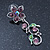 Purple/ Lilac/ Green Austrian Crystal 'Butterfly' Necklace & Drop Earring Set In Rhodium Plating - 40cm Length/ 6cm Extension - view 13
