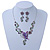 Purple/ Lilac/ Green Austrian Crystal 'Butterfly' Necklace & Drop Earring Set In Rhodium Plating - 40cm Length/ 6cm Extension - view 15