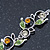 Green, Citrine & Topaz Coloured Austrian Crystal 'Butterfly' Necklace & Drop Earring Set In Rhodium Plating - 40cm Length/ 6cm Extension - view 12