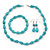 Turquoise Bead Necklce, Drop Earrings & Flex Bracelet - 40cm Length - view 2