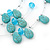 Turquoise & Crystal Floating Bead Necklace & Drop Earring Set - 52cm Length/ 6cm extension - view 11