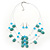 Turquoise & Crystal Floating Bead Necklace & Drop Earring Set - 52cm Length/ 6cm extension - view 3