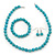 Turquoise Round Acrylic Bead Necklce, Drop Earrings & Flex Bracelet - 40cm Length - view 2
