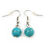 Turquoise Round Acrylic Bead Necklce, Drop Earrings & Flex Bracelet - 40cm Length - view 4