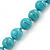 Turquoise Round Acrylic Bead Necklce, Drop Earrings & Flex Bracelet - 40cm Length - view 7