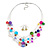 Multicoloured Shell & Crystal Floating Bead Necklace & Drop Earring Set - 52cm Length/ 5cm extension