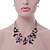 Blue/White Semiprecious Stone & Silver Metal Bead Multistrand Necklace & Drop Earrings Set - 50cm Length/ 5cm Extension - view 3