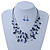 Blue/White Semiprecious Stone & Silver Metal Bead Multistrand Necklace & Drop Earrings Set - 50cm Length/ 5cm Extension - view 8