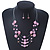 Baby Pink Shell & Crystal Floating Bead Necklace & Drop Earring Set - 52cm Length/ 5cm extension - view 8