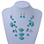 Turquoise & Crystal Floating Bead Necklace & Drop Earring Set - 52cm Length/ 5cm extension) - view 7