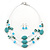 Turquoise & Crystal Floating Bead Necklace & Drop Earring Set - 52cm Length/ 5cm extension) - view 6