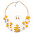 Sandy Yellow Shell & Crystal Floating Bead Necklace & Drop Earring Set - 52cm L/ 5cm Ext
