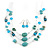 Turquoise & Crystal Floating Bead Necklace & Drop Earring Set - 52cm Length (5cm extension) - view 2