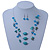 Turquoise & Crystal Floating Bead Necklace & Drop Earring Set - 52cm Length (5cm extension) - view 3