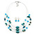 Turquoise & Crystal Floating Bead Necklace & Drop Earring Set - 52cm Length (5cm extension) - view 8