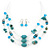 Turquoise & Crystal Floating Bead Necklace & Drop Earring Set - 52cm Length (5cm extension) - view 9