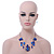 Blue Shell & Crystal Floating Bead Necklace & Drop Earring Set - 52cm L/ 5cm Ext - view 2