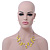 Sandy Yellow Square Shell & Crystal Floating Bead Necklace & Drop Earring Set - 52cm L/ 6cm Ext - view 10